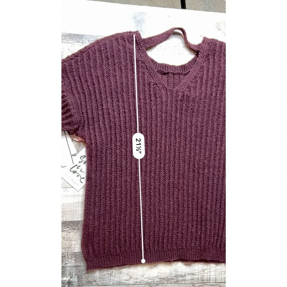 Belle du Jour Burgundy Ribbed Soft Cozy Sweater Cross‎ Bar Back LARGE NWT SALE